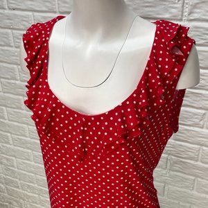 Chaps Red Polka Dot Sleeveless Top